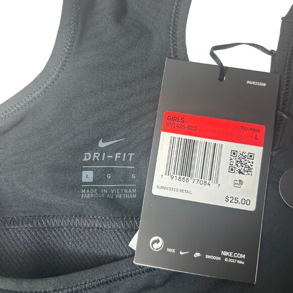 Nike Girls Dri-Fit Swoosh Sports Bra – Size L (Black) - Picture 3 of 3
